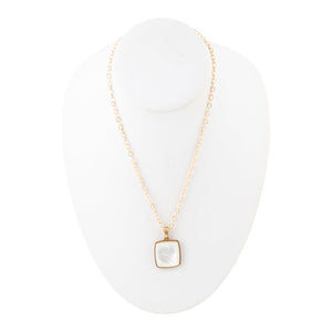 Squared Up White Mother of Pearl Golden Pendant Necklace
