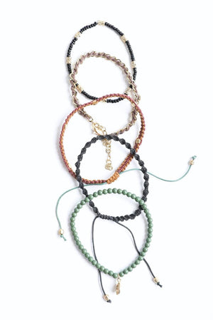 Stackable Bead & Woven Cord Bracelet Jewelry Leto Collection 