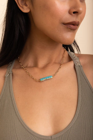 Stacked Turquoise Gold Chain Necklace Jewelry Leto Collection Gold 