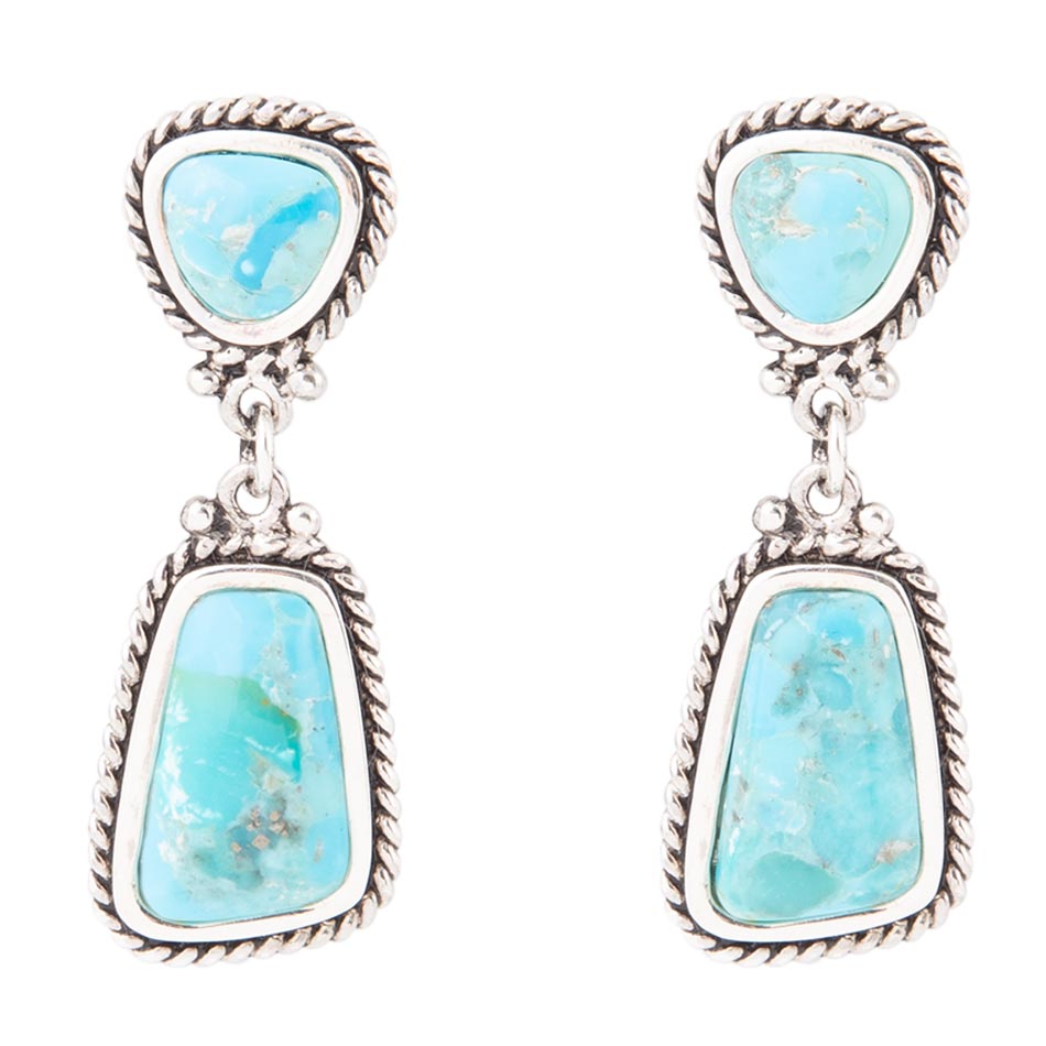 Statement Turquoise and Sterling Silver Roped Earrings
