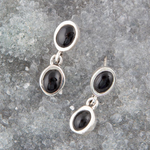 Sterling Silver Black Onyx Drop Earrings