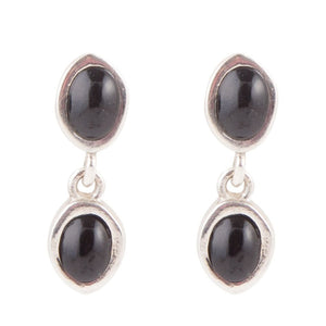 Sterling Silver Black Onyx Drop Earrings