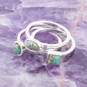 Sterling Silver Blue Turquoise Stackable Ring