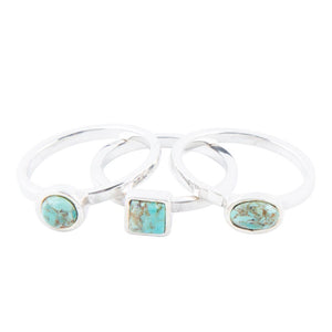 Sterling Silver Blue Turquoise Stackable Ring
