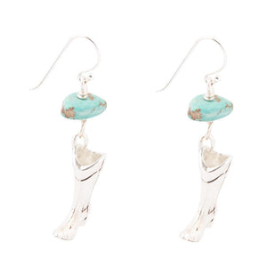 Sterling Silver Boot Charm and Blue Turquoise Earrings