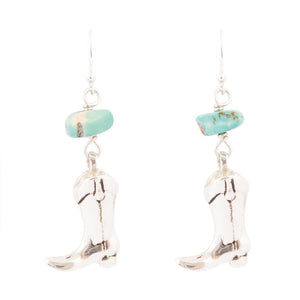 Sterling Silver Boot Charm and Blue Turquoise Earrings