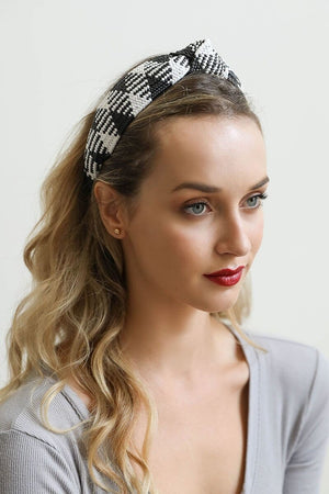 Straw Rattan Knotted Headband Hats & Hair Leto Collection Black/White 