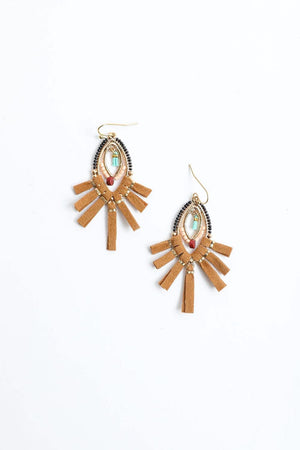 Suede Fringe Beaded Earrings Jewelry