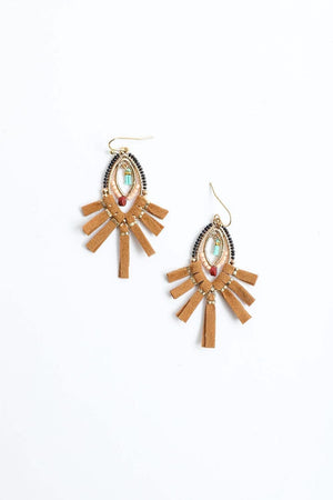 Suede Fringe Beaded Earrings Jewelry Leto Collection 