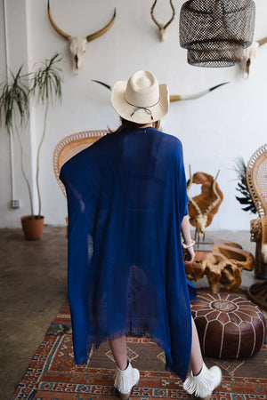 Frayed Trim Kimono Ponchos