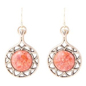 Sun Orange Sponge Coral Golden Drop Earrings