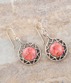 Sun Orange Sponge Coral Golden Drop Earrings