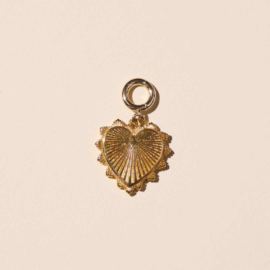 Gold Sunburst Heart Charm