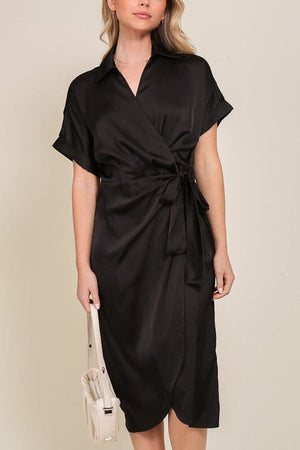 SURPLICE SATIN WRAP DRESS TIMING 