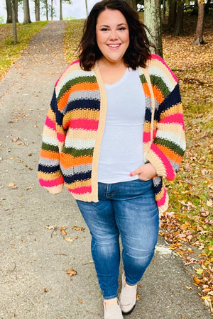 Take All of Me Multicolor Hand Crochet Chunky Oversized Cardigan Haptics 