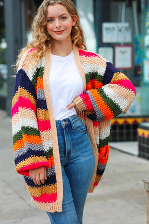 Take All of Me Multicolor Hand Crochet Chunky Oversized Cardigan Haptics 