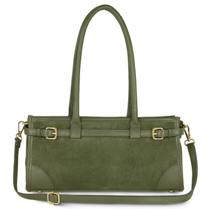 Italian Genuine Suede & Full-Grain Leather Shoulder Bag | Lodi