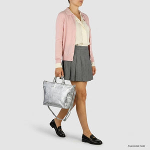 Italian Genuine Metallic Suede Top-Handle Bag | Padova