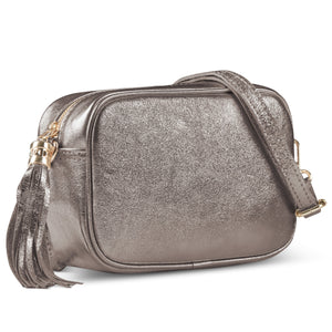 Italian Genuine Metallic Suede Crossbody Bag | Gubbio