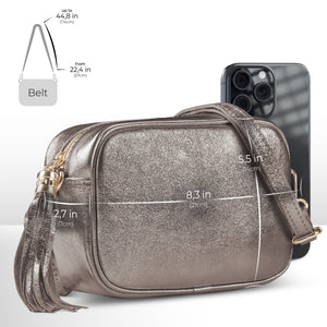 Italian Genuine Metallic Suede Crossbody Bag | Gubbio