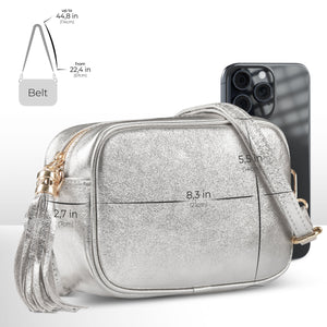 Italian Genuine Metallic Suede Crossbody Bag | Gubbio