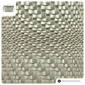 Italian Genuine Basketweave-Embossed Metallic Suede Top-Handle Bag | Treviso