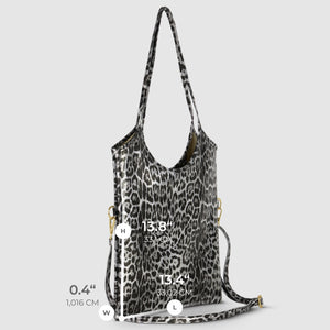 Italian Genuine Leopard-Print Metallic Suede Tote Bag | Catania