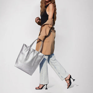 Italian Metallic Full-Grain Leather Tote Bag | Vinci