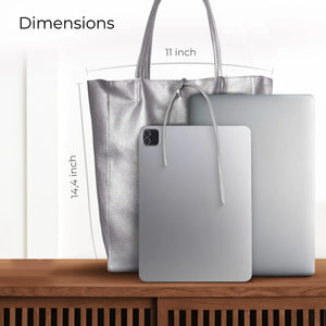 Italian Metallic Full-Grain Leather Tote Bag | Vinci