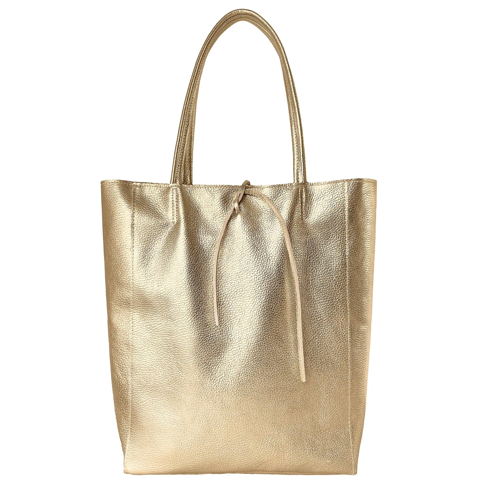 Italian Metallic Full-Grain Leather Tote Bag | Vinci
