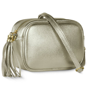 Italian Metallic Full-Grain Leather Crossbody Bag | Napoli