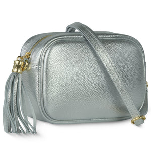 Italian Metallic Full-Grain Leather Crossbody Bag | Napoli