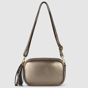 Italian Metallic Full-Grain Leather Crossbody Bag | Napoli