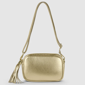 Italian Metallic Full-Grain Leather Crossbody Bag | Napoli
