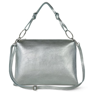 Italian Metallic Full-Grain Leather Shoulder Bag | Prato