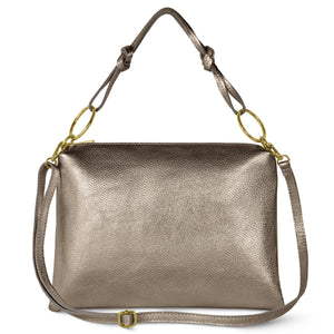 Italian Metallic Full-Grain Leather Shoulder Bag | Prato
