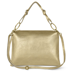 Italian Metallic Full-Grain Leather Shoulder Bag | Prato