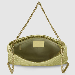 Italian Genuine Basketweave-Embossed Metallic Suede Crossbody Bag | Bari