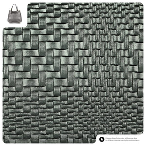 Italian Genuine Basketweave-Embossed Metallic Suede Top-Handle Bag | Imperia
