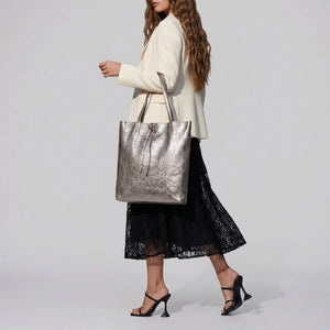 Italian Genuine Metallic Suede Tote Bag | Pisa
