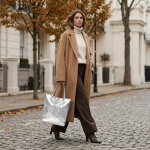 Italian Genuine Metallic Suede Tote Bag | Pisa
