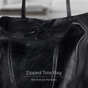 Italian Genuine Metallic Suede Tote Bag | Pisa