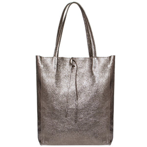 Italian Genuine Metallic Suede Tote Bag | Pisa