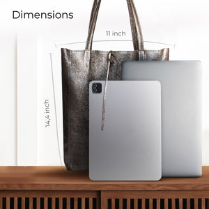Italian Genuine Metallic Suede Tote Bag | Pisa