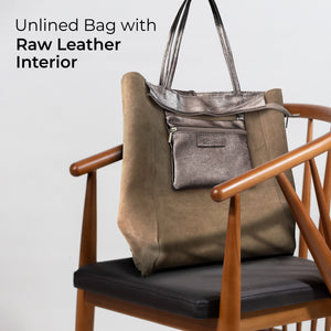 Italian Genuine Metallic Suede Tote Bag | Pisa