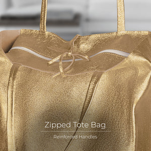 Italian Genuine Metallic Suede Tote Bag | Pisa