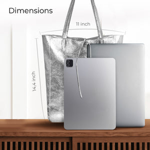 Italian Genuine Metallic Suede Tote Bag | Pisa