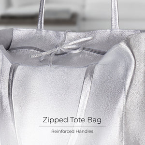 Italian Genuine Metallic Suede Tote Bag | Pisa