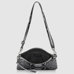 Italian Genuine Python-Print Suede Crossbody Bag | Lecce