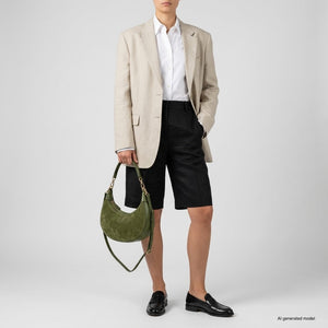 Italian Genuine Suede & Full-Grain Leather Shoulder Bag | Arezzo